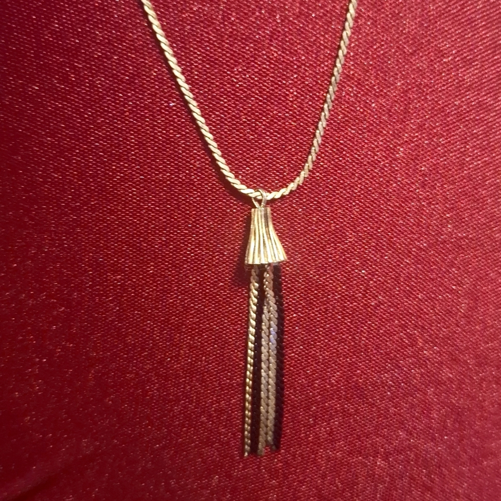 🎋Vintage Silver Plated Tassel Necklace Lariat Bolo Made In Korea